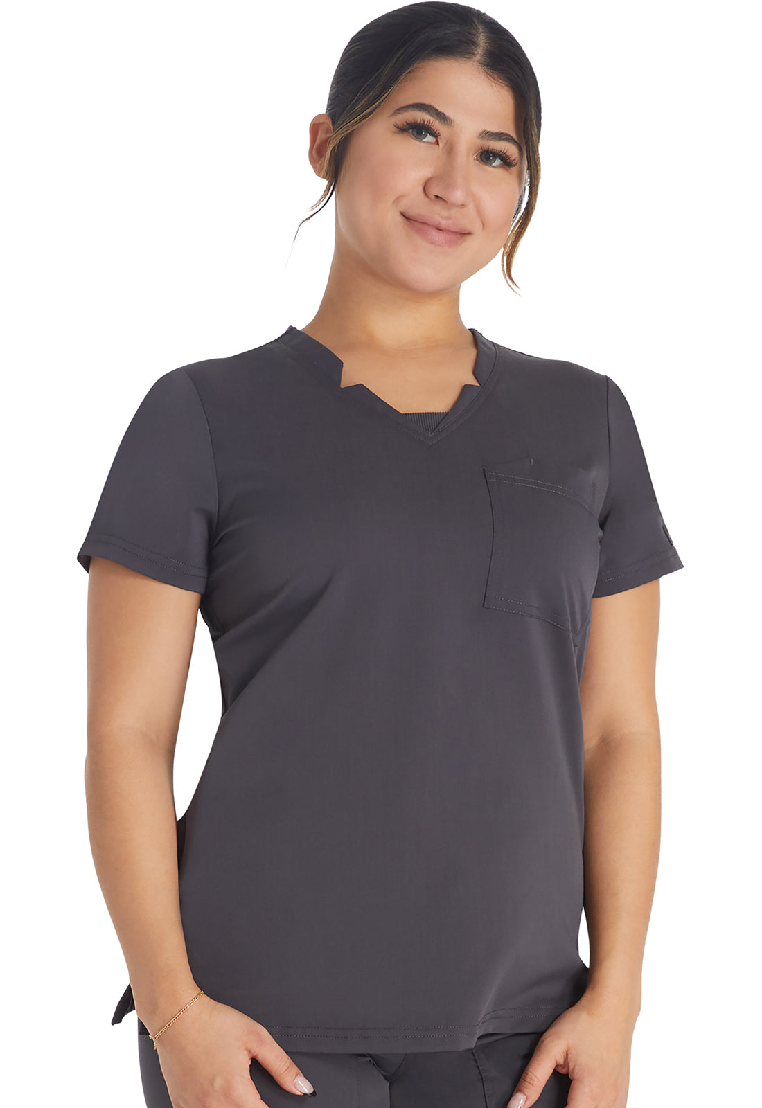 Balance DK671 Notched V-Neck Top Pewter