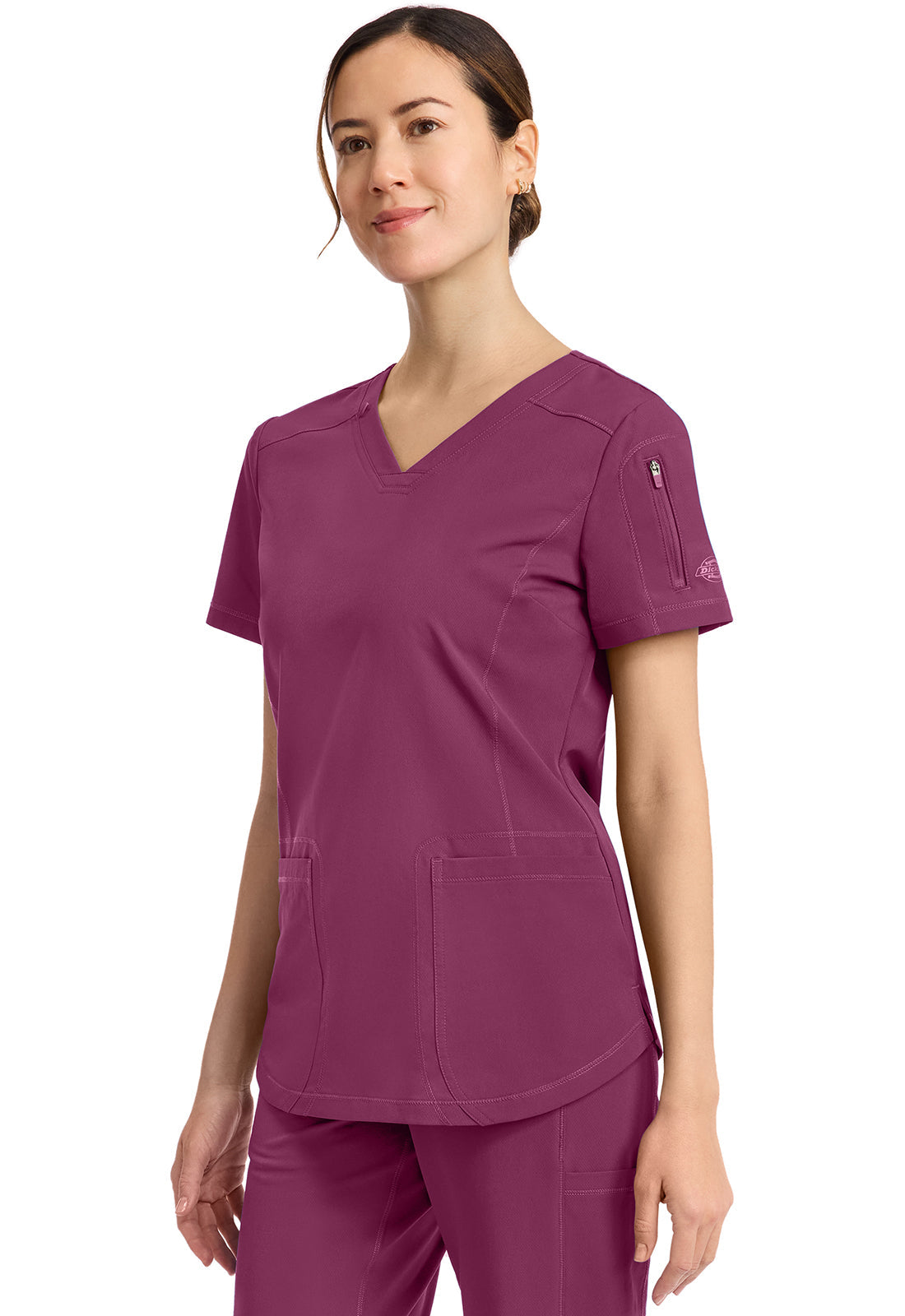 Dynamix DK730 Women's V-Neck Scrub Top Wine