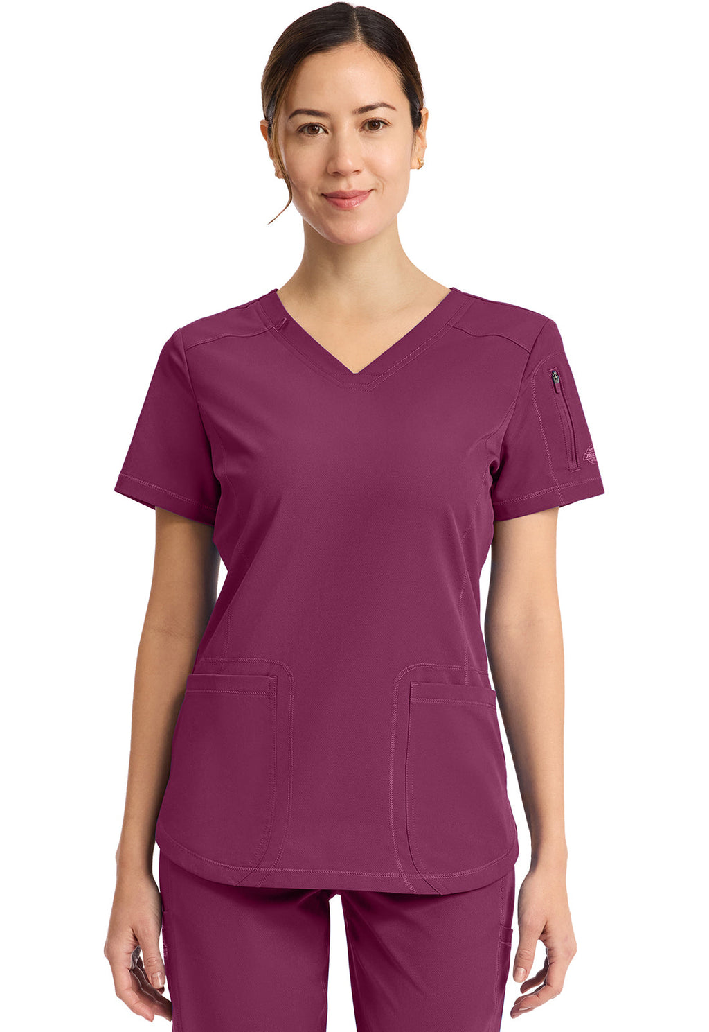 Dynamix DK730 Women's V-Neck Scrub Top Wine
