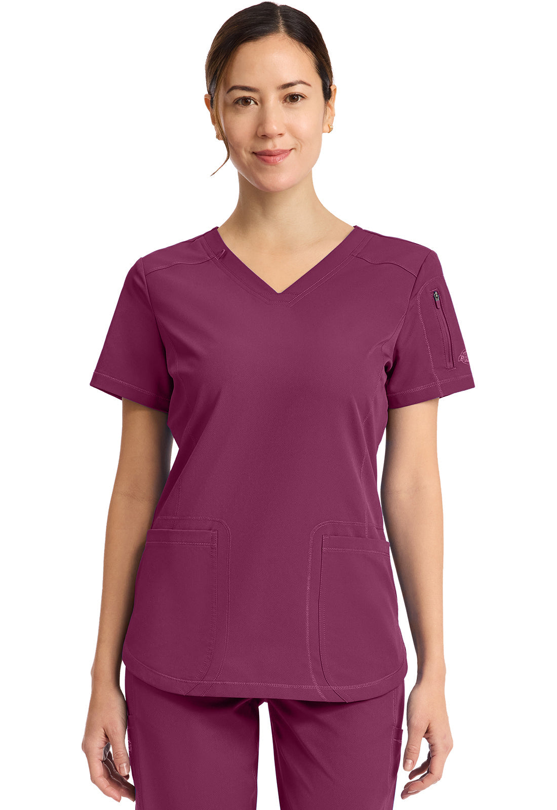 Dynamix DK730 Women's V-Neck Scrub Top Wine