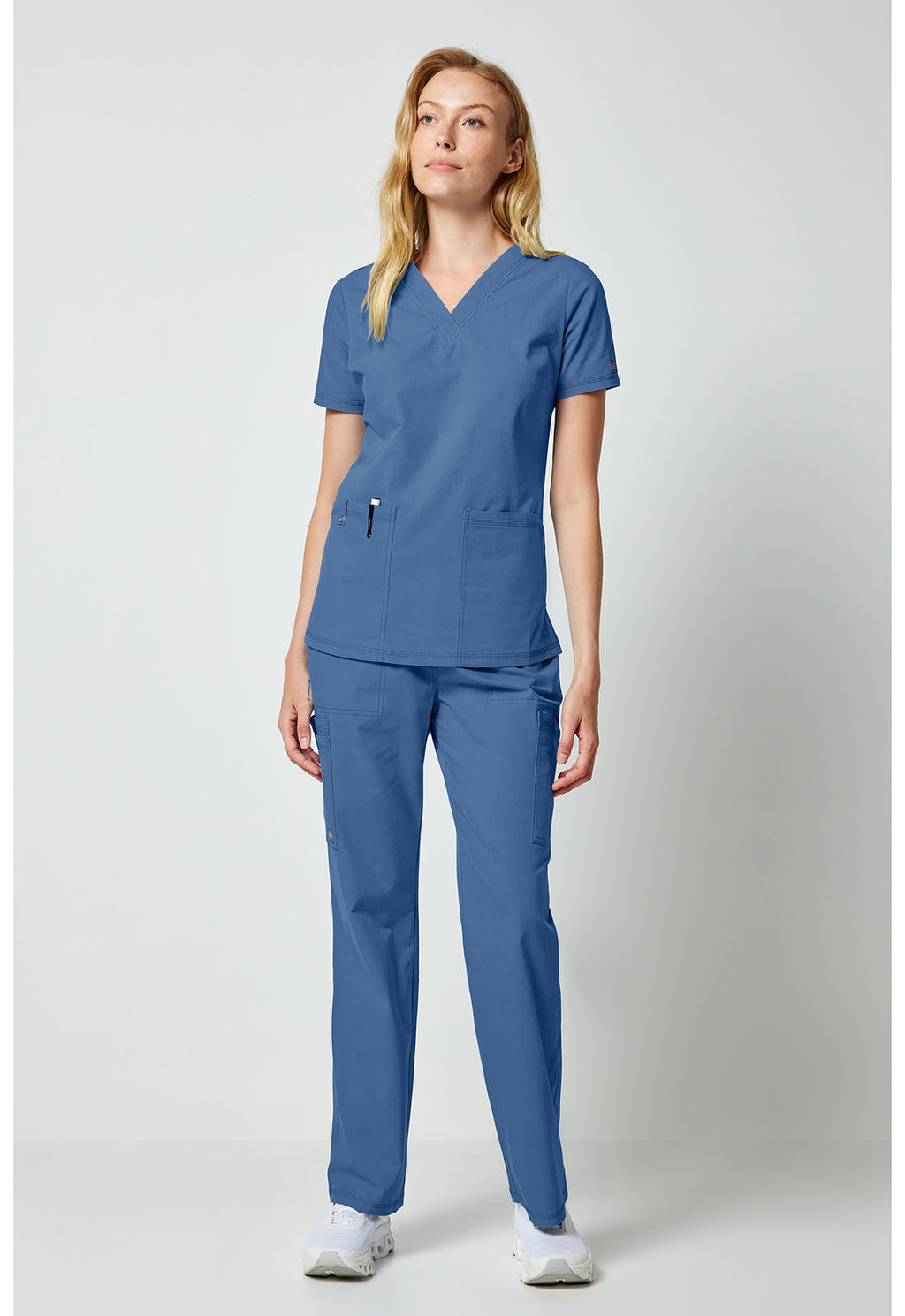 Forge DK856 Women's Women's V-neck Scrub Top Vintage Blue