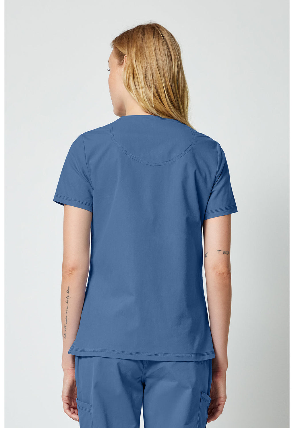 Forge DK856 Women's Women's V-neck Scrub Top Vintage Blue