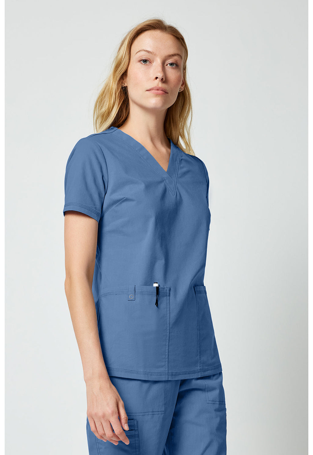 Forge DK856 Women's Women's V-neck Scrub Top Vintage Blue