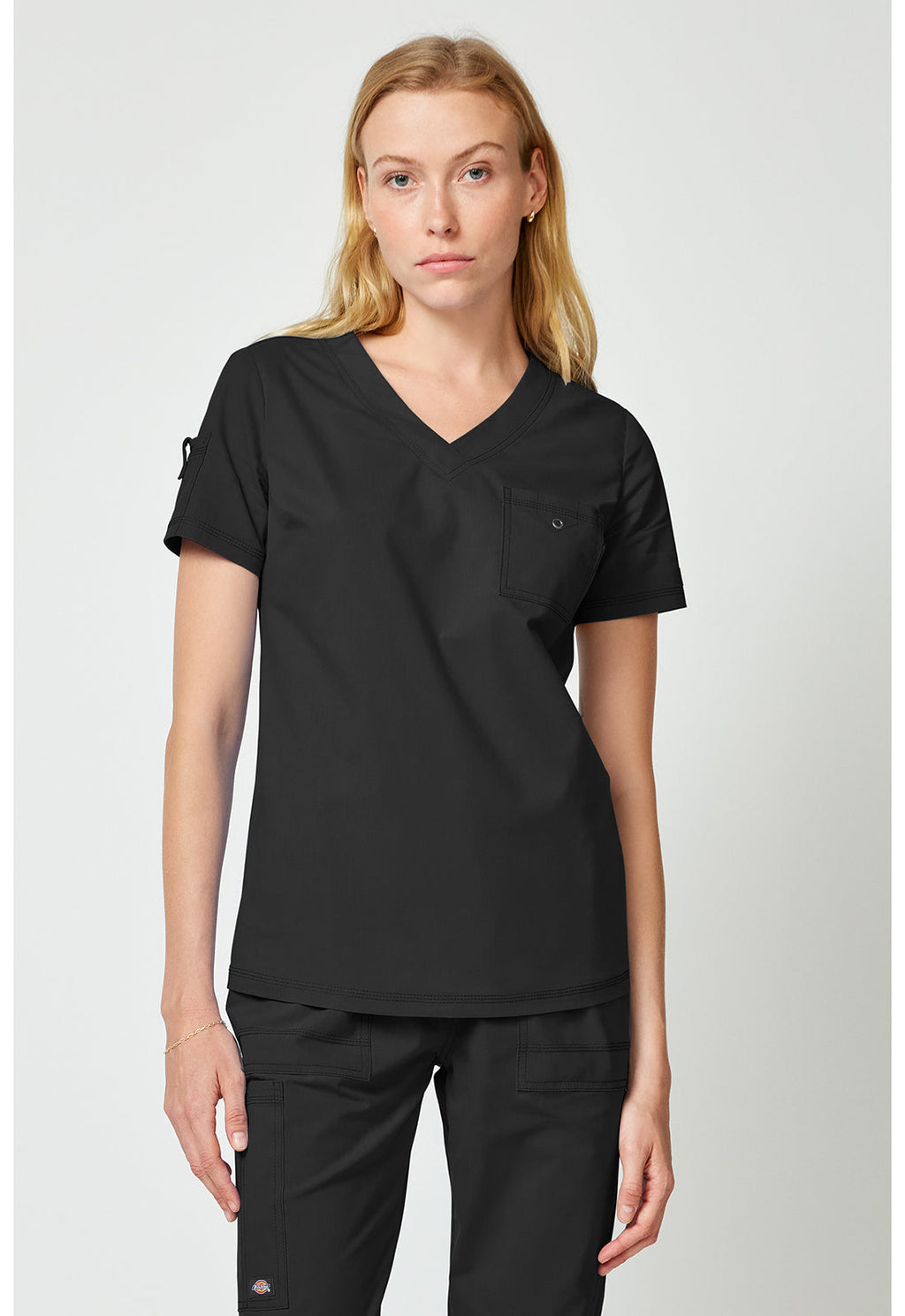 Forge DK857 Women's Tuck In Scrub Top Black