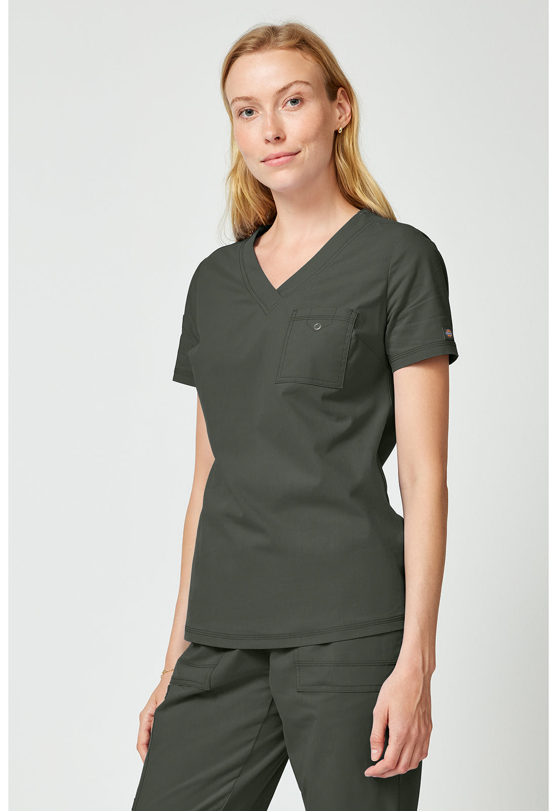 Forge DK857 Women's Tuck In Scrub Top Olive