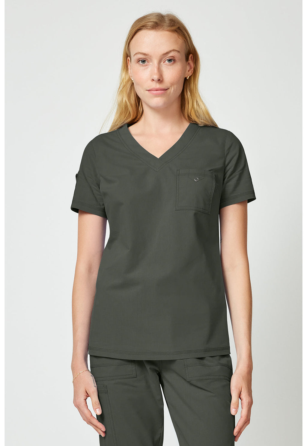 Forge DK857 Women's Tuck In Scrub Top Olive