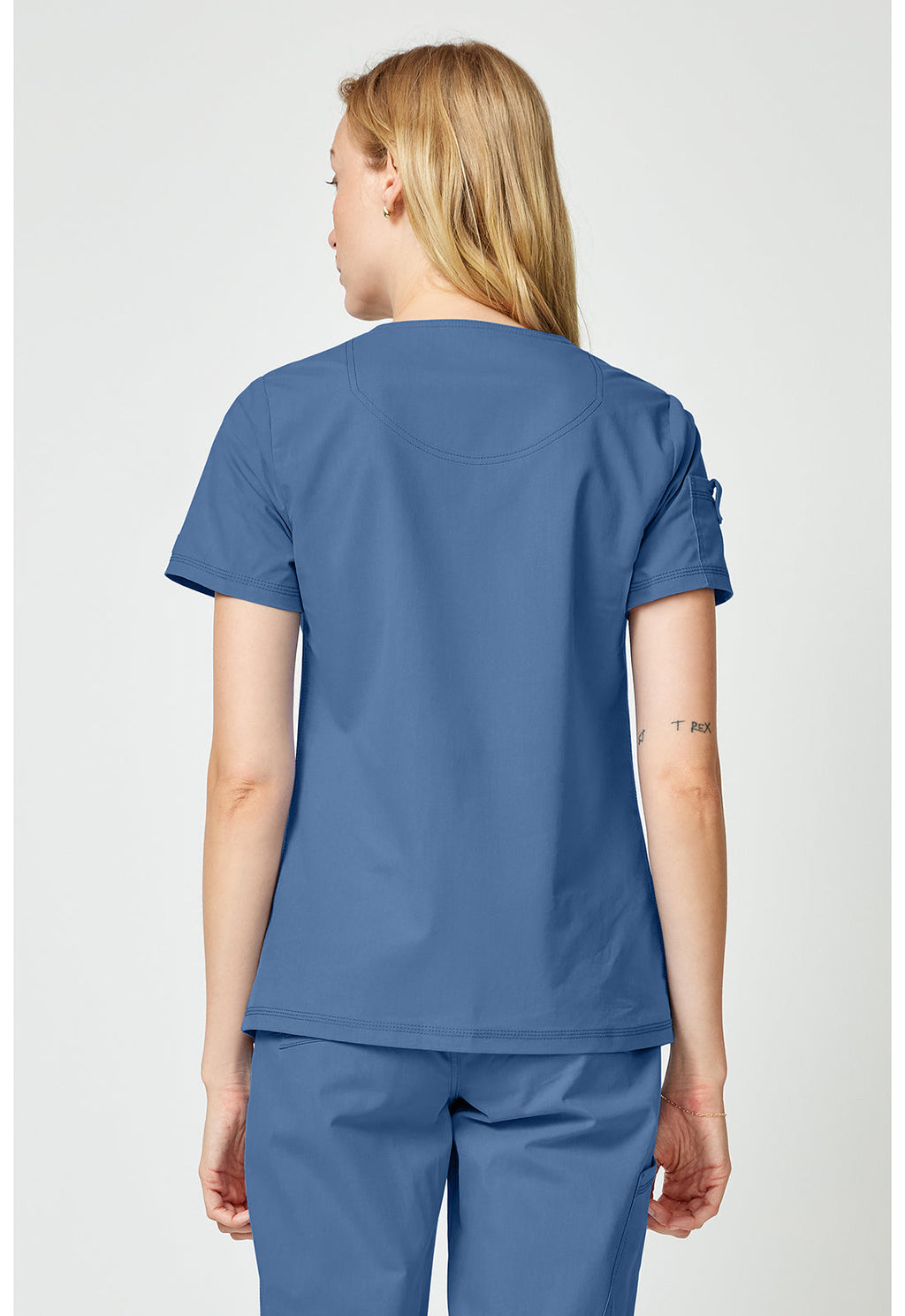 Forge DK857 Women's Tuck In Scrub Top Vintage Blue