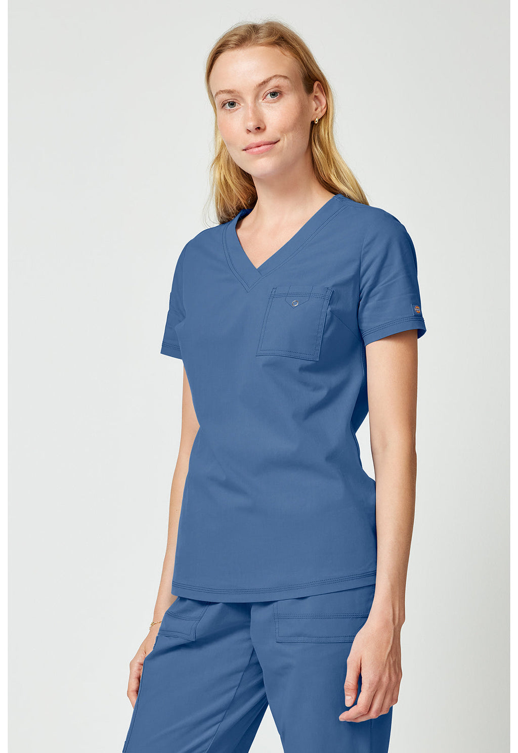 Forge DK857 Women's Tuck In Scrub Top Vintage Blue