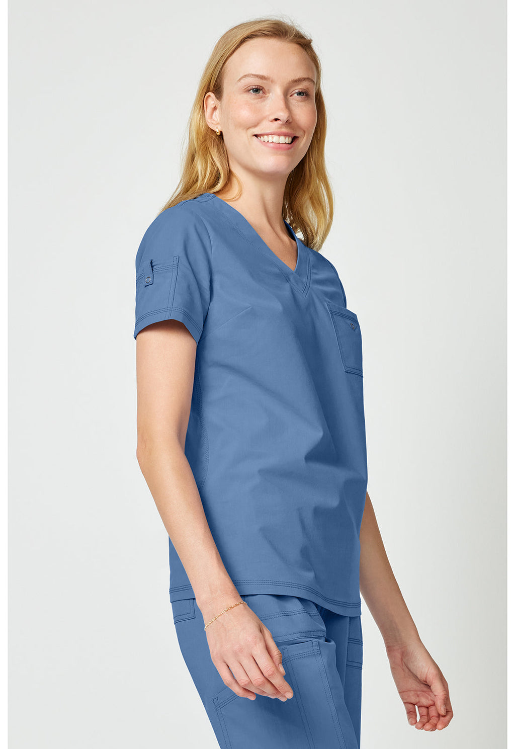 Forge DK857 Women's Tuck In Scrub Top Vintage Blue