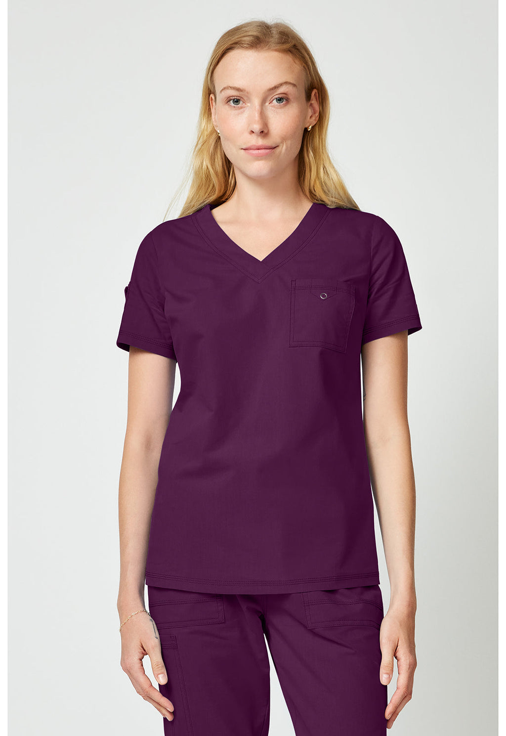 Forge DK857 Women's Tuck In Scrub Top Wine