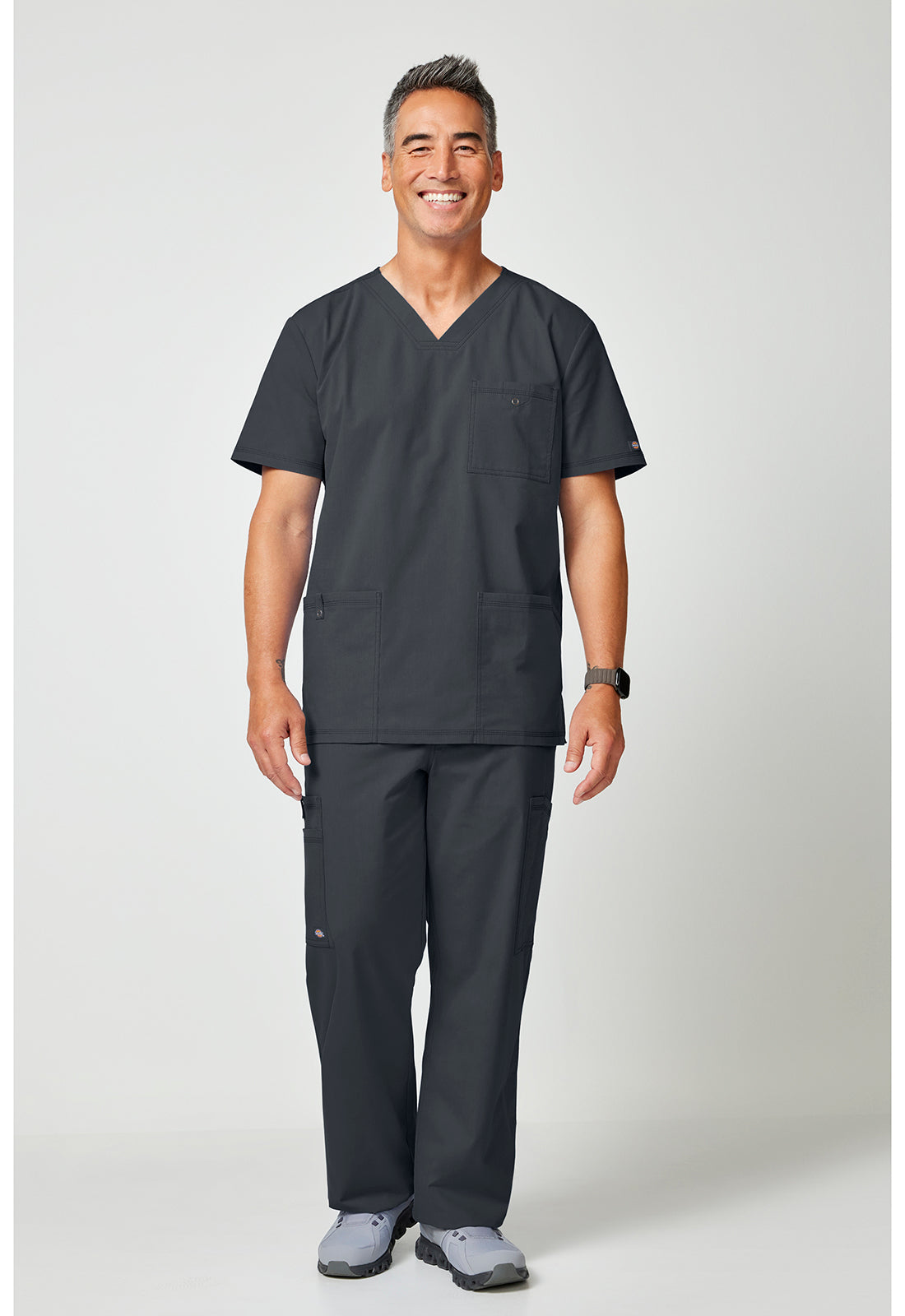 Forge DK859 Men's V-Neck Scrub Top Pewter
