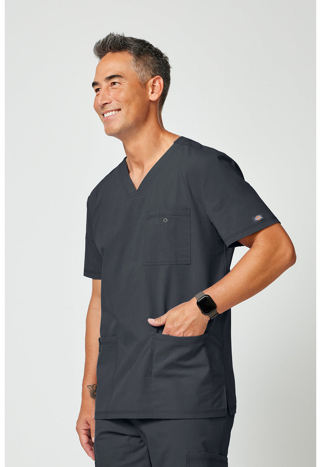 Forge DK859 Men's V-Neck Scrub Top Pewter