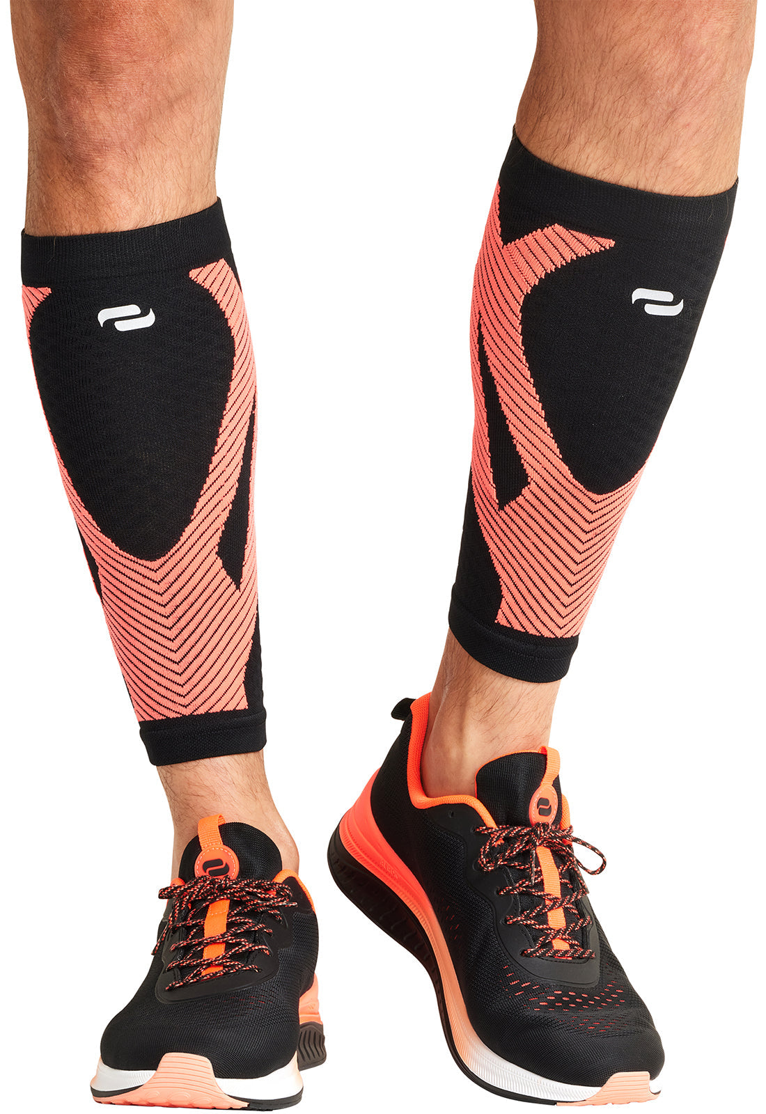 Infinity Legwear ELECTRIC Unisex Calf Sleeve 10-15 mmHg Compression Black/Vivid Orange
