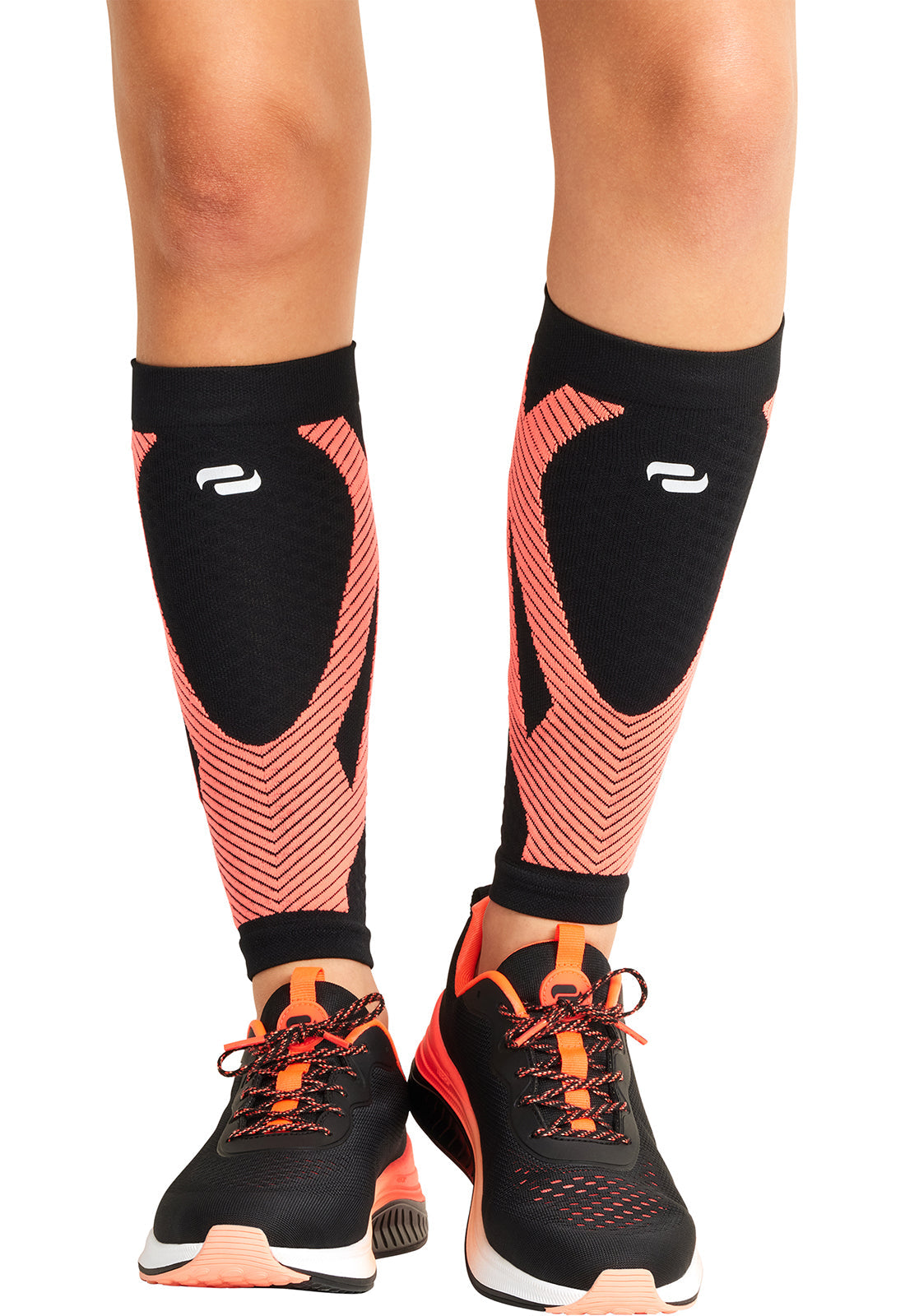Infinity Legwear ELECTRIC Unisex Calf Sleeve 10-15 mmHg Compression Black/Vivid Orange