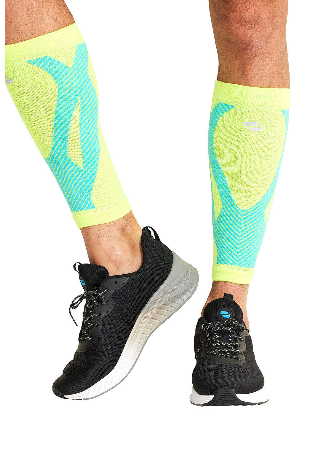 Infinity Legwear ELECTRIC Unisex Calf Sleeve 10-15 mmHg Compression Hyper Yellow/Turquoise