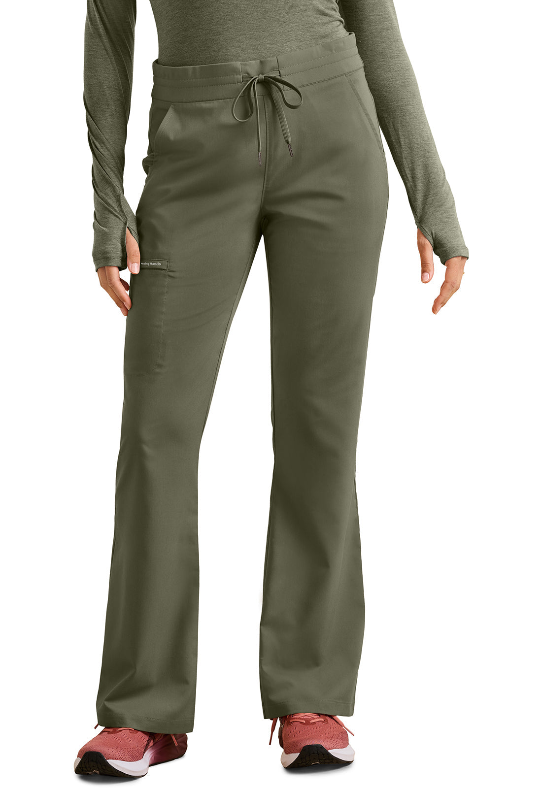 HH Purple Label HH008 Tessa Mid Rise Drawstring Boot Cut Pants Olive