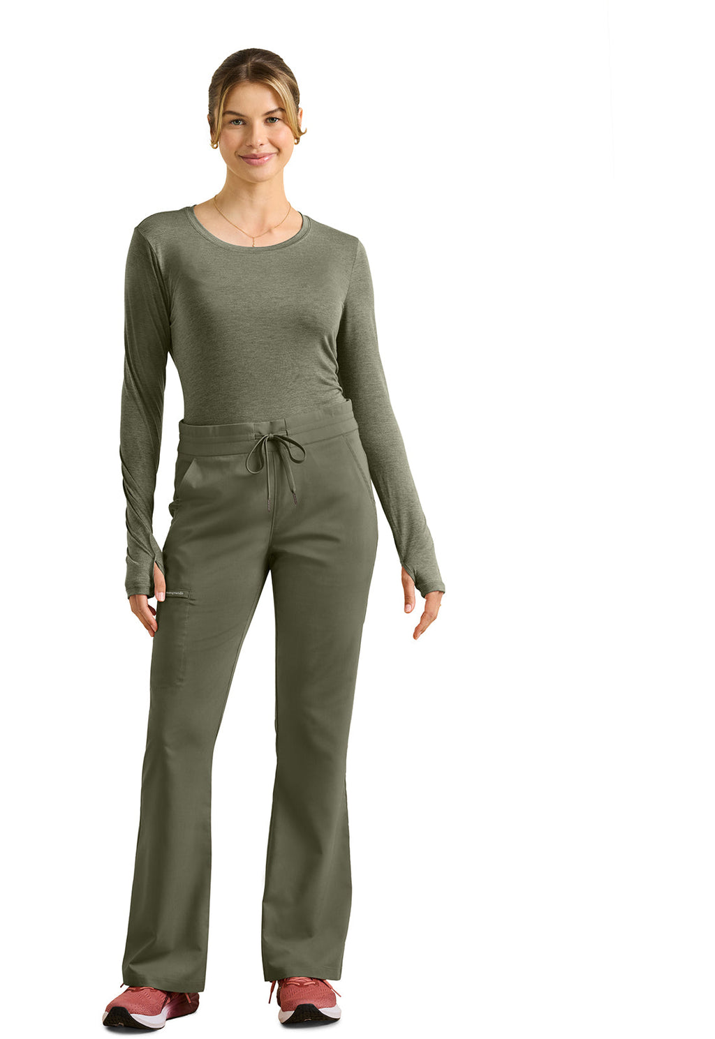 HH Purple Label HH008 Tessa Mid Rise Drawstring Boot Cut Pants Olive