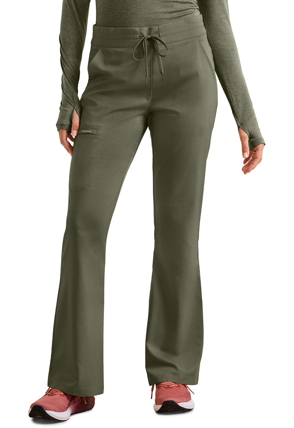 HH Purple Label HH008 Tessa Mid Rise Drawstring Boot Cut Pants Olive