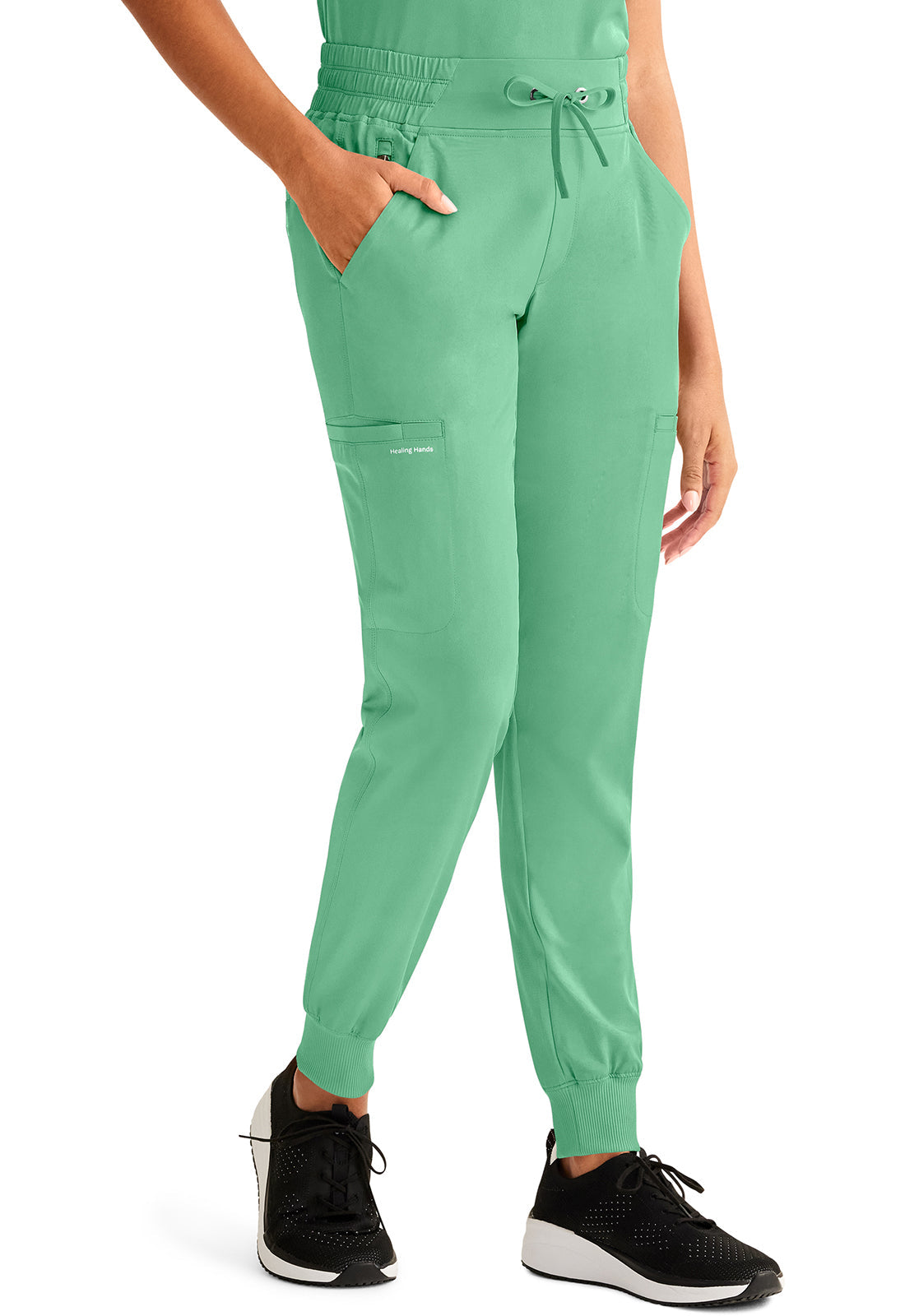 Healing Hands Model Image Rhea Jogger Pants In Color Surreal Green Image 4