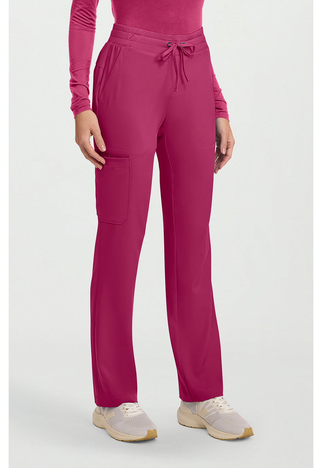 HH Works HH053 Women's 5-Pocket Straight Leg Scrub Pants Cherry Wine