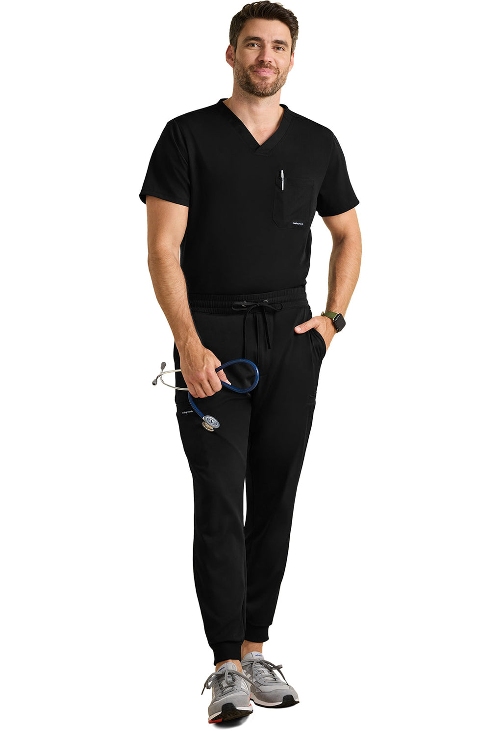 HH Works HH054 Men's Rafael Men's Mid Rise Zip Fly Scrub Joggers Black