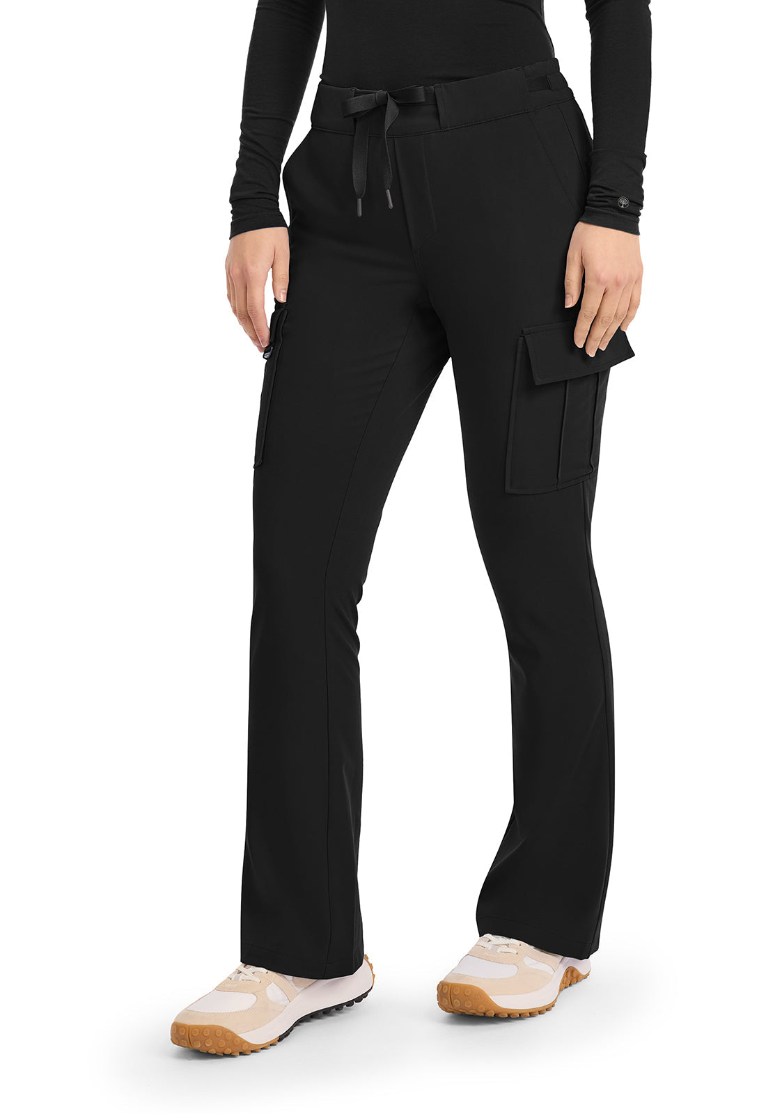 Quest HH150 Women's Mid Rise Drawstring Straight Leg Scrub Pants Black