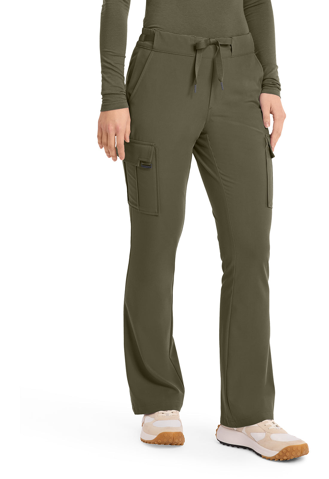Quest HH150 Women's Mid Rise Drawstring Straight Leg Scrub Pants Olive