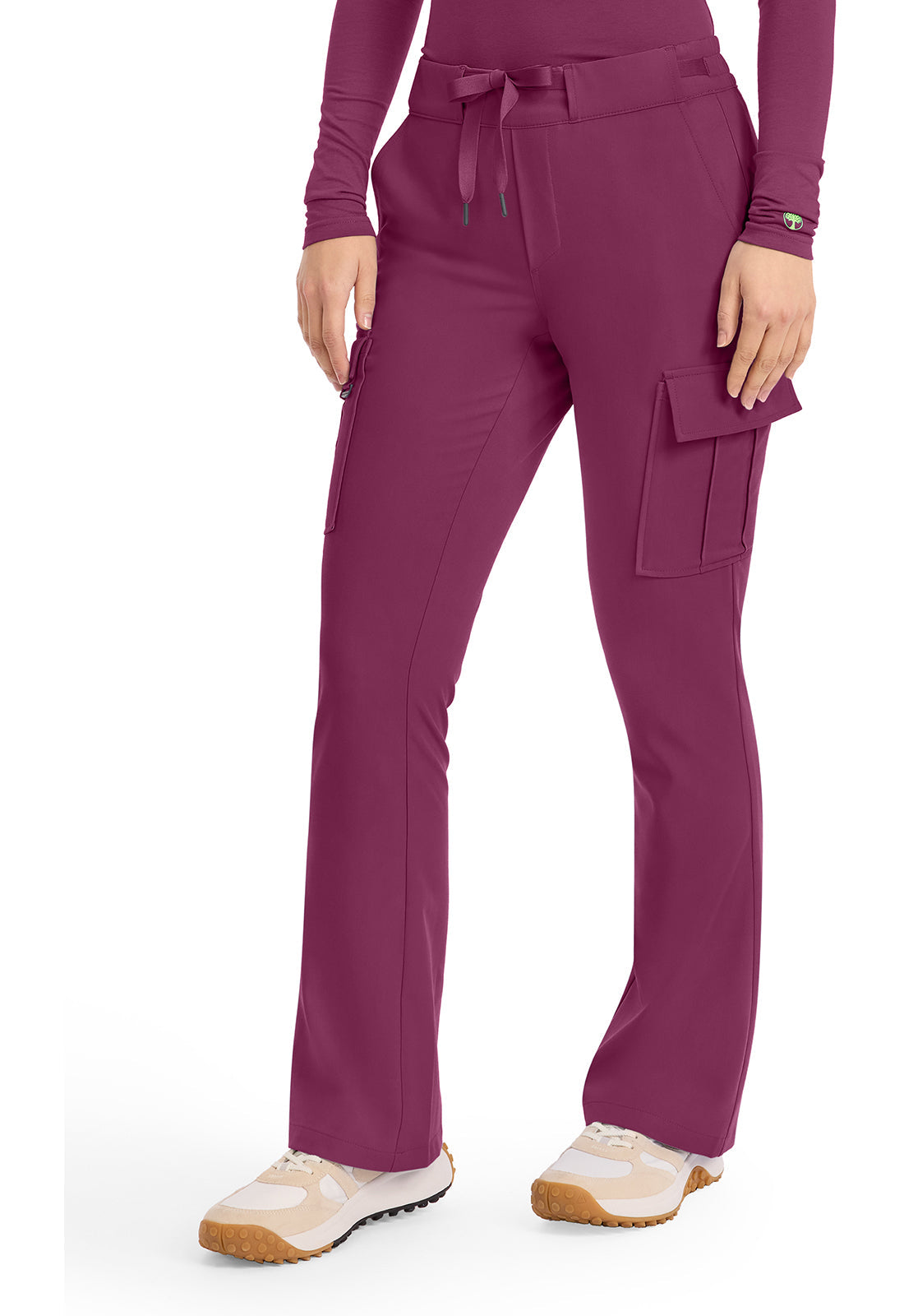 Quest HH150 Women's Mid Rise Drawstring Straight Leg Scrub Pants Wine