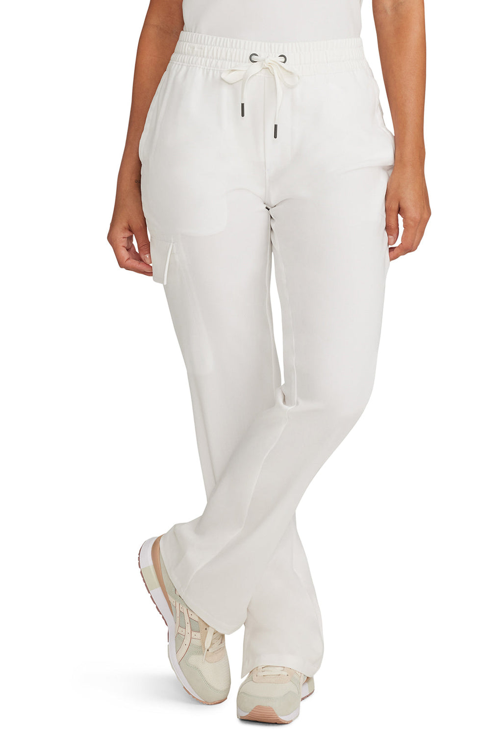 Quest HH153 Women's Mid Rise Drawstring Straight Leg White Gardenia