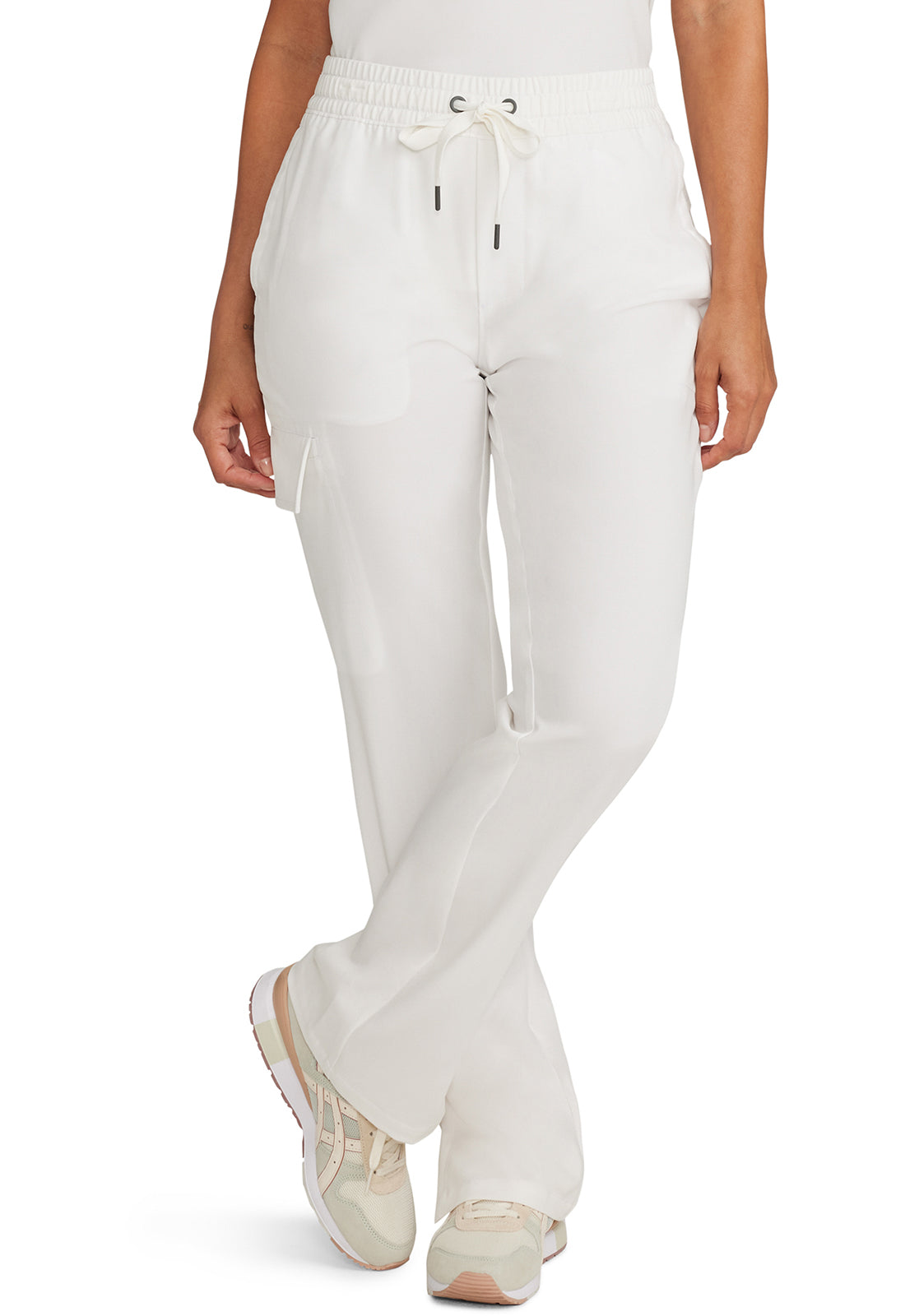 Quest HH153 Women's Mid Rise Drawstring Straight Leg White Gardenia