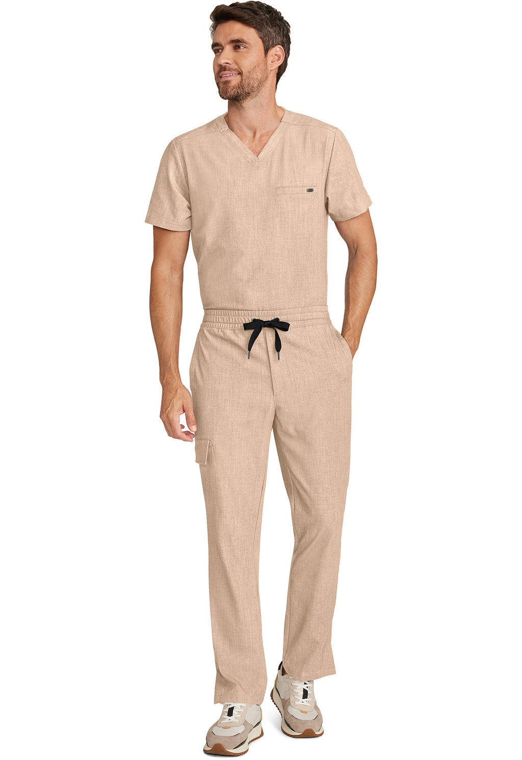 Quest HH154 Men's Zip Fly Drawstring Scrub Pants Desert Taupe