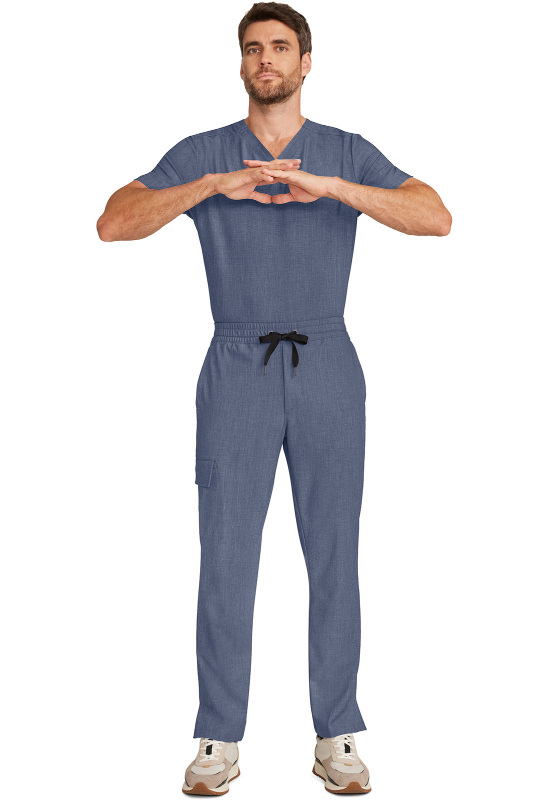 Quest HH154 Men's Zip Fly Drawstring Scrub Pants Twilight Blue