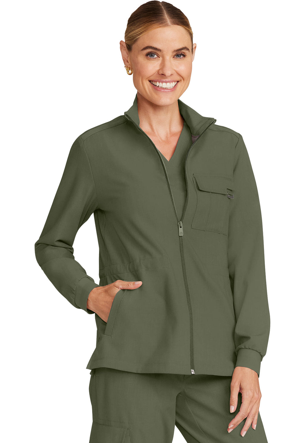 HH Quest HH360 Women's Zip Front Utility Jacket Olive Image