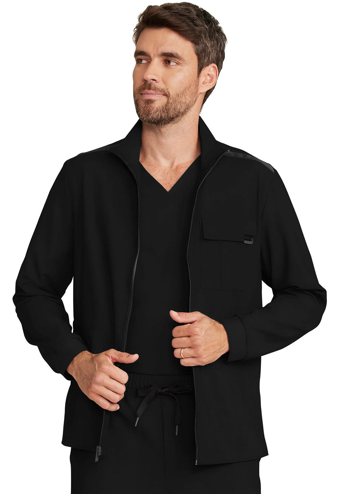 Quest HH361 Men's Zip Front Utility Jacket Black