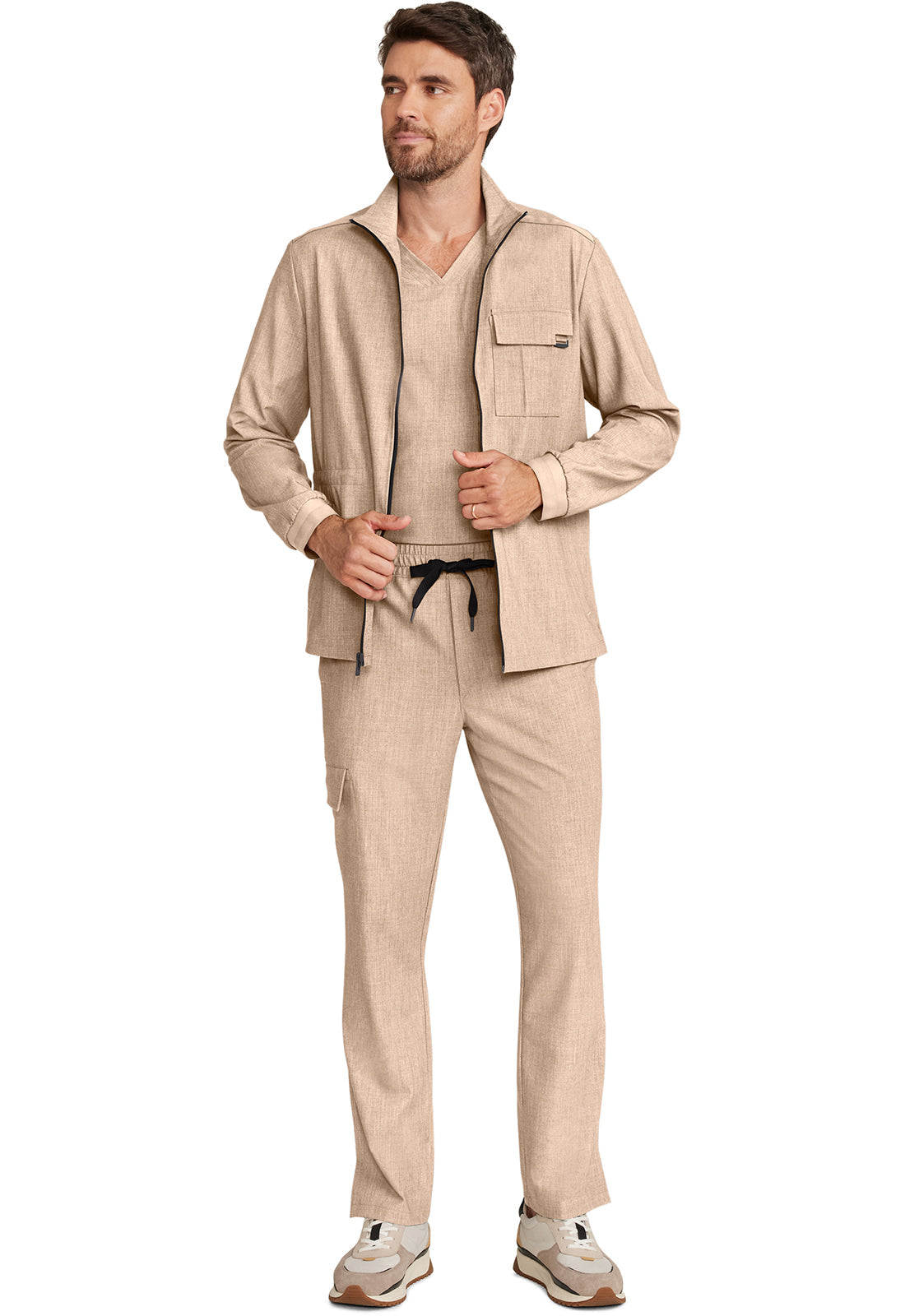 Quest HH361 Men's Zip Front Utility Jacket Desert Taupe