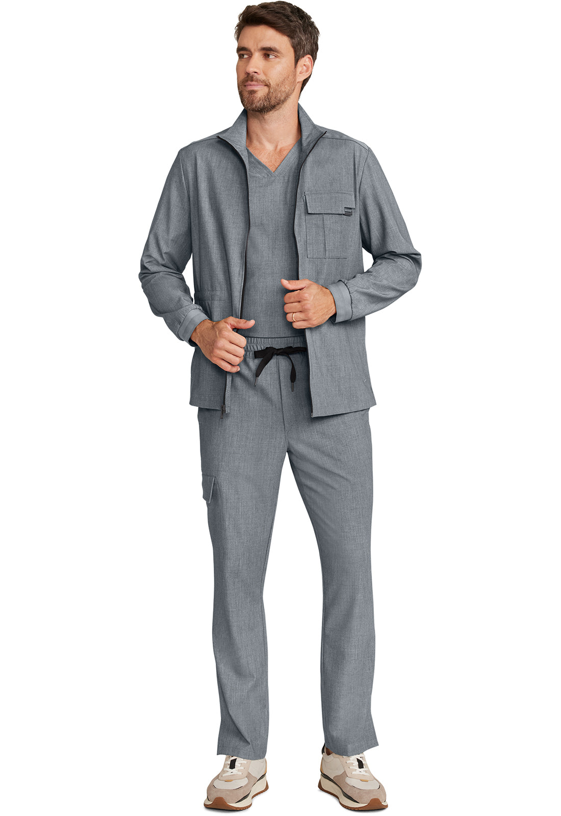 Quest HH361 Men's Zip Front Utility Jacket Heather Ash