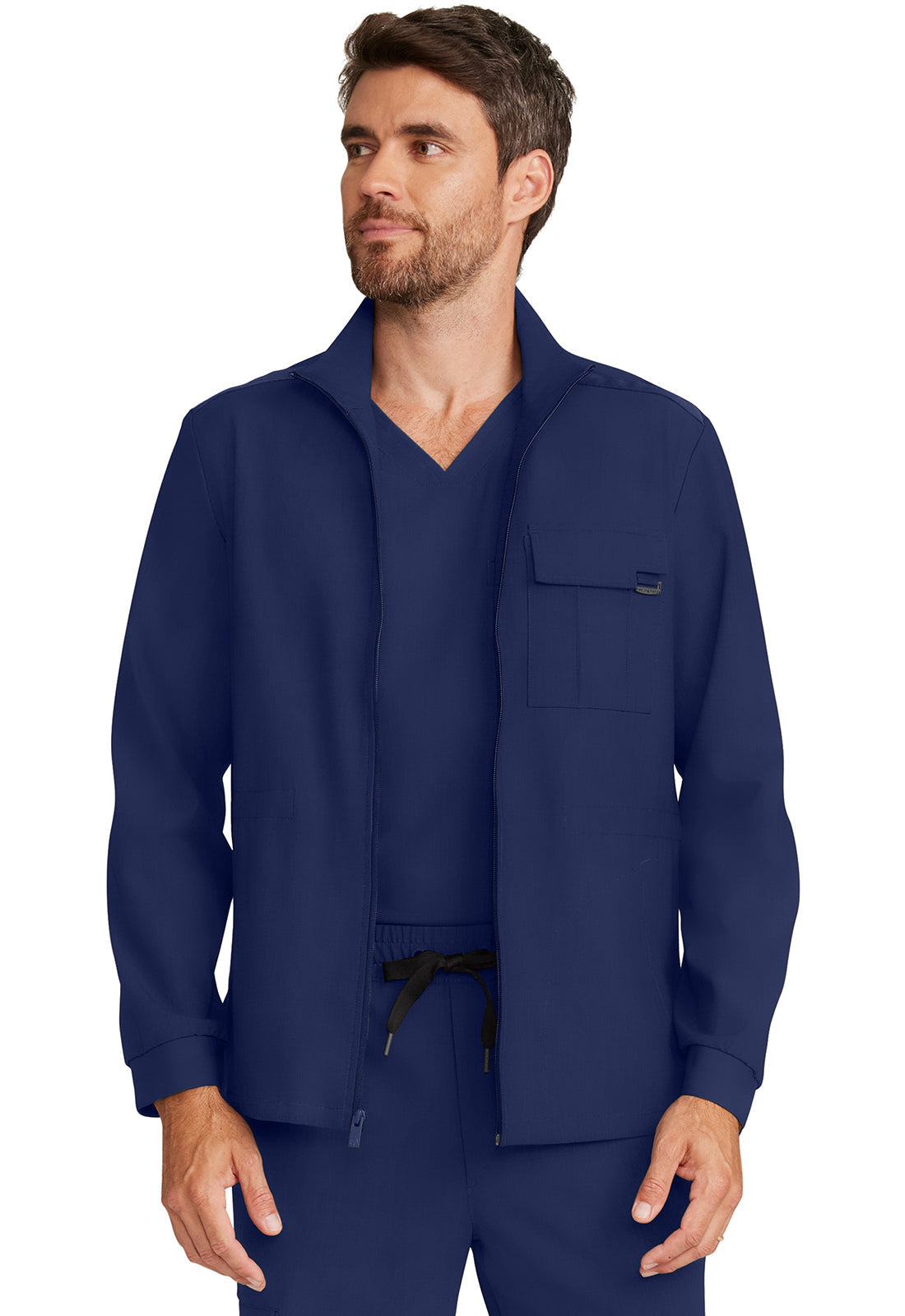 Quest HH361 Men's Zip Front Utility Jacket Navy