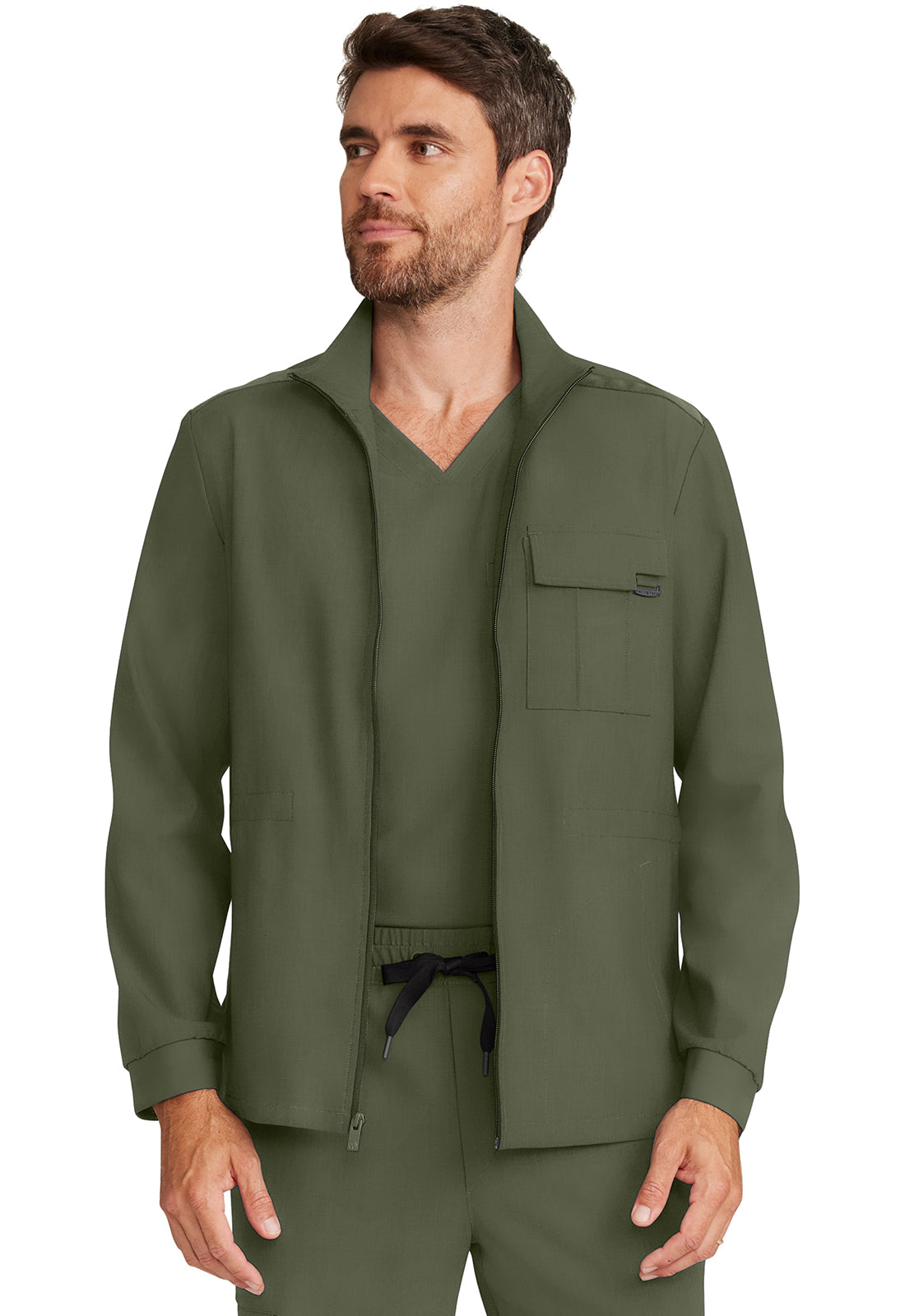 Quest HH361 Men's Zip Front Utility Jacket Olive