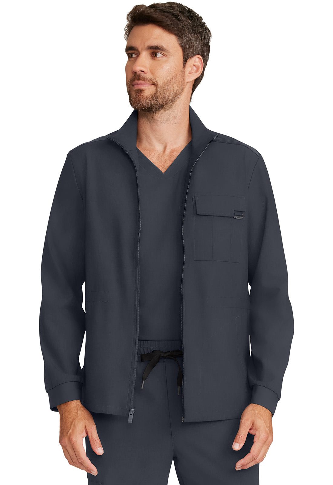 Quest HH361 Men's Zip Front Utility Jacket Pewter