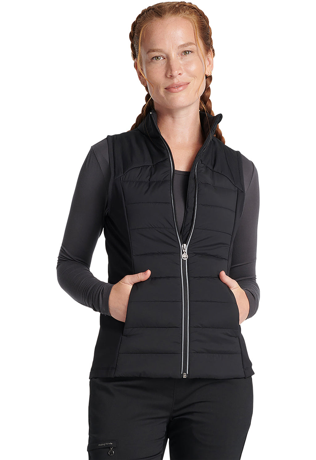 Lifestyle HH500F Women's Khloe Quilted Scrub Vests Black