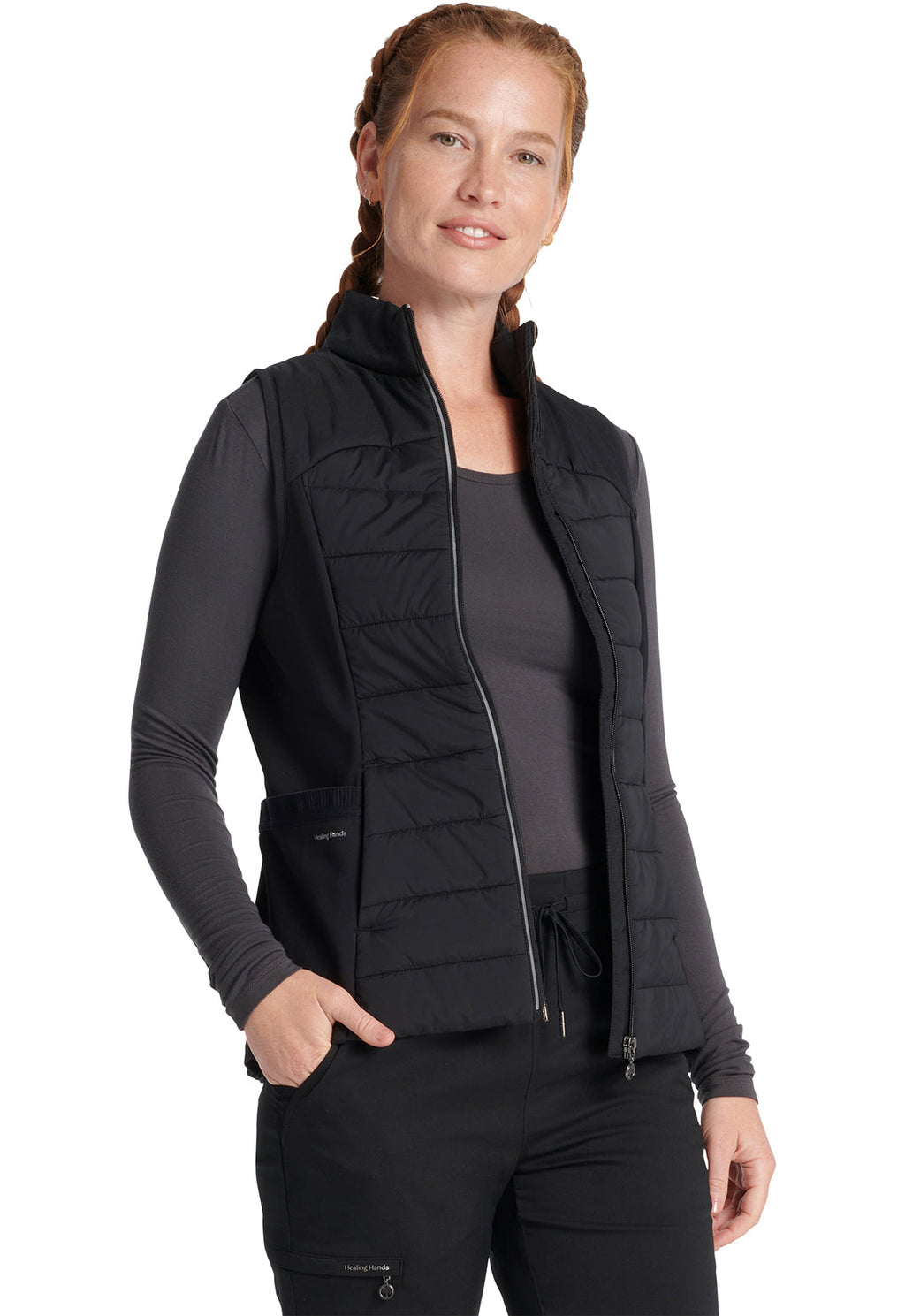 Lifestyle HH500F Women's Khloe Quilted Scrub Vests Black