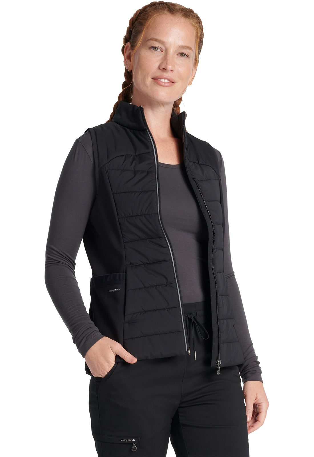 Lifestyle HH500F Women's Khloe Quilted Scrub Vests Black