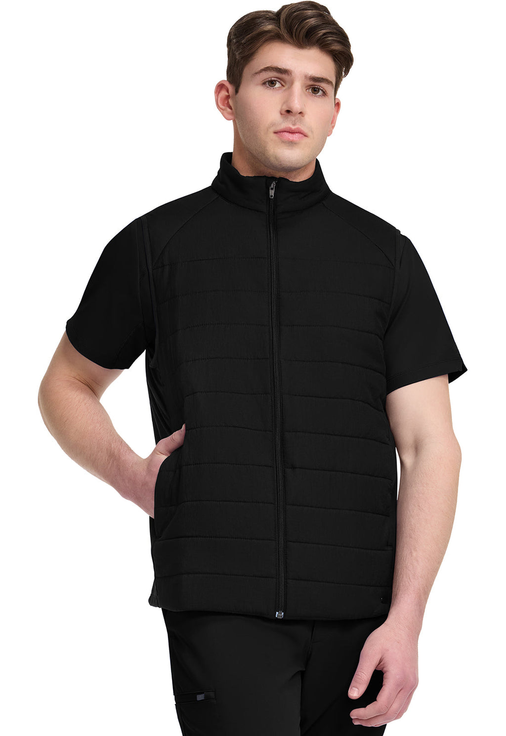 Lifestyle HH501F Men's Zip Front Scrub Vests Black