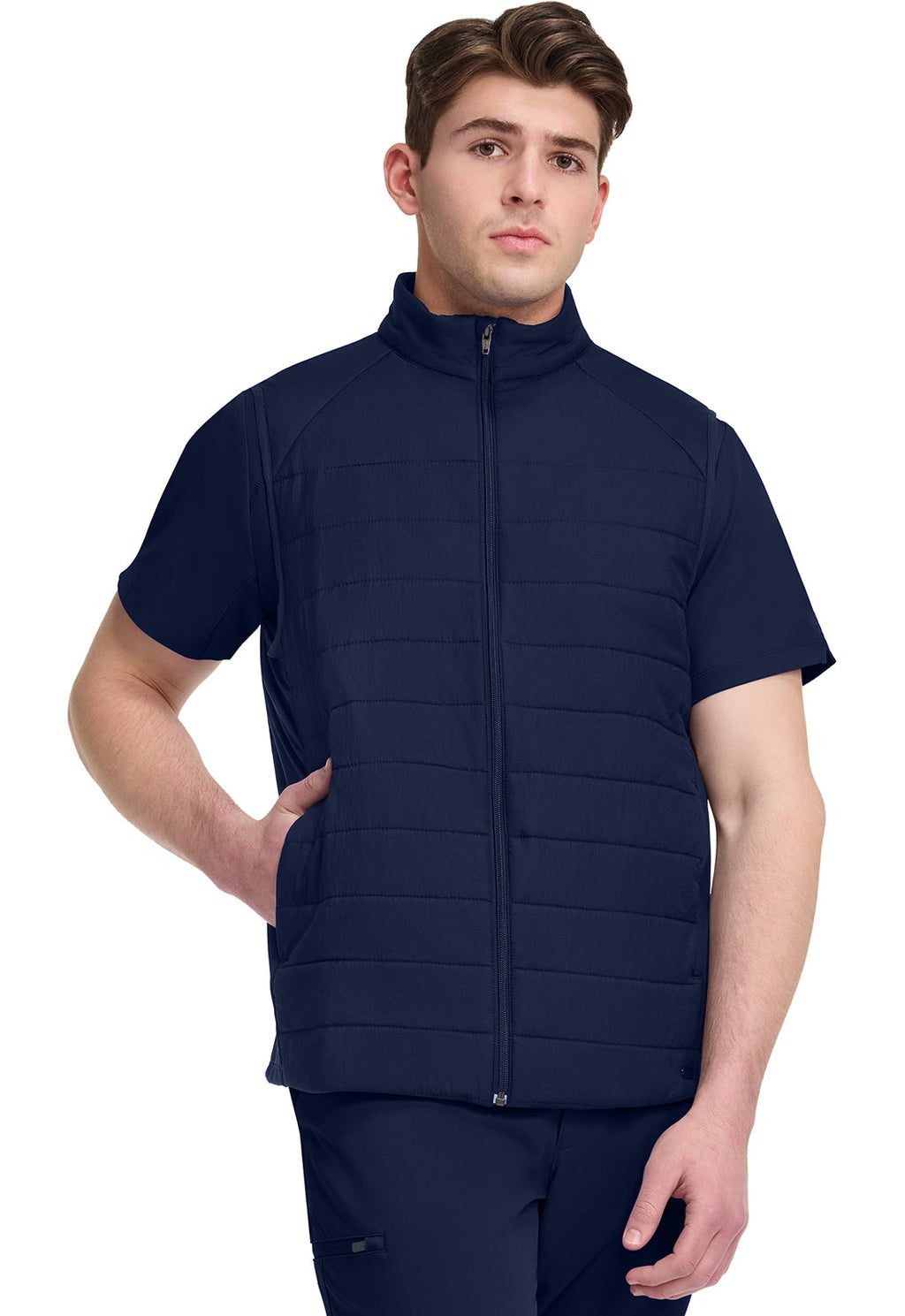 Lifestyle HH501F Men's Zip Front Scrub Vests Navy