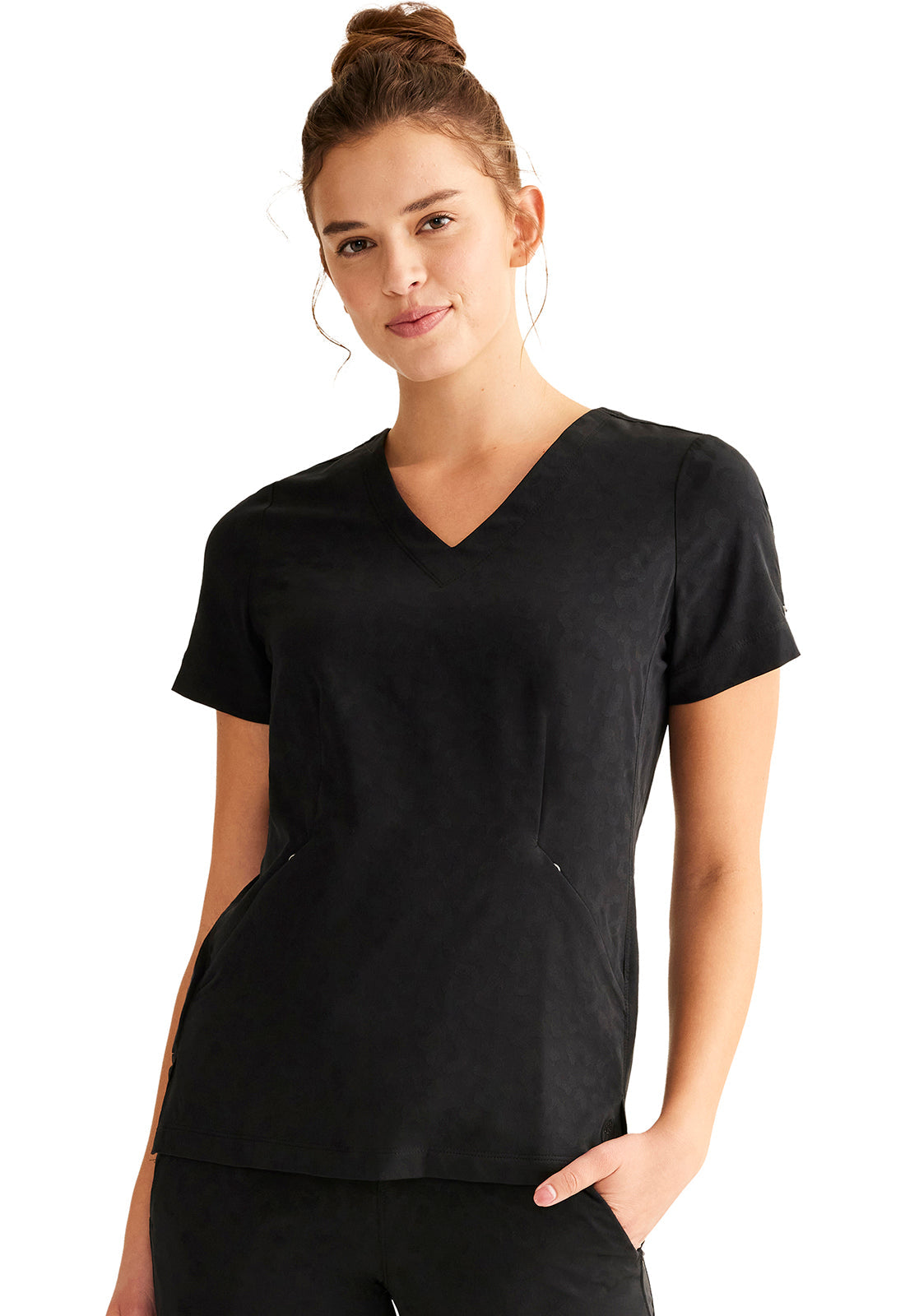 Purple Label Jacquard HH601 Women's Jolie Scrub Top Black