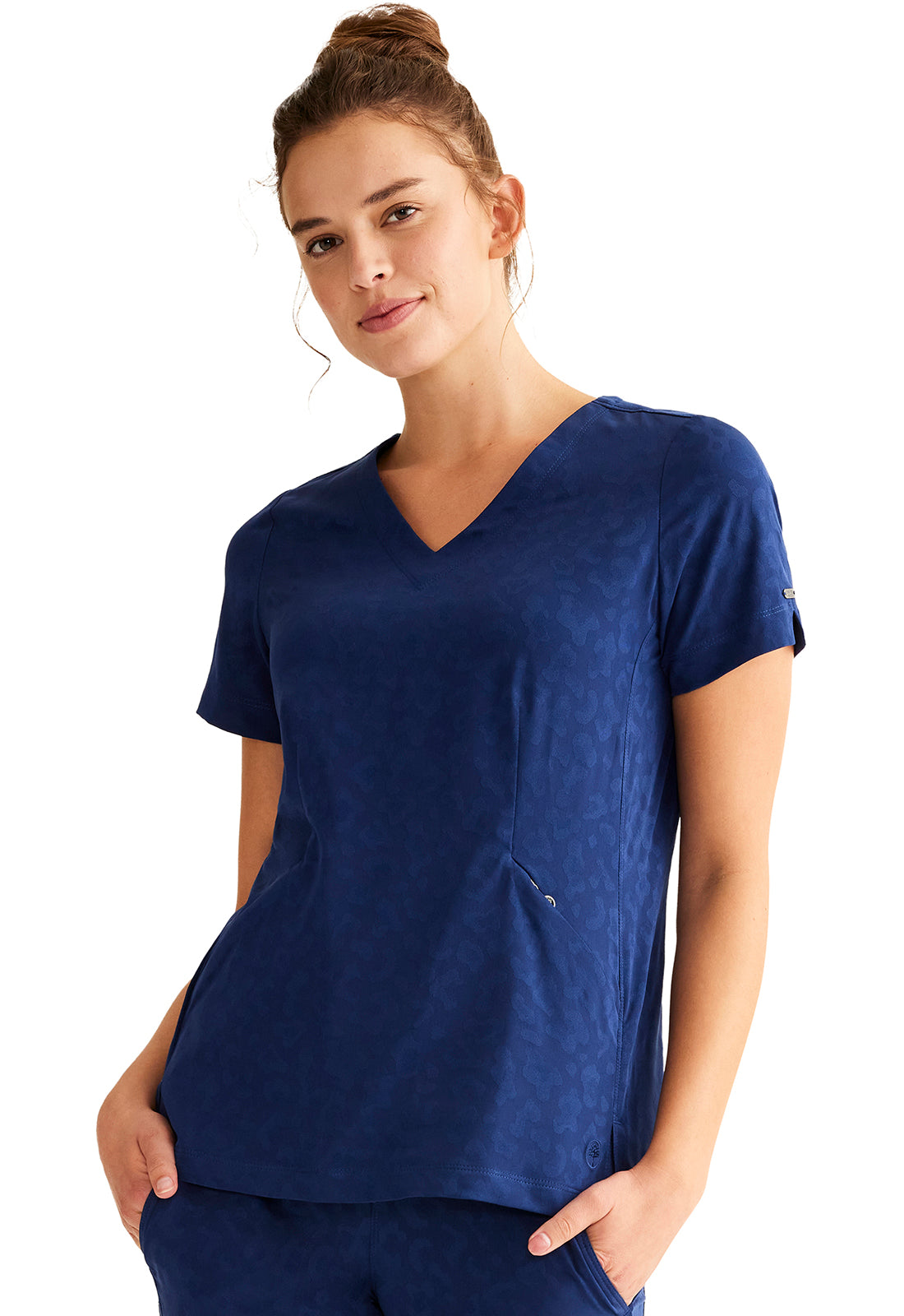 Purple Label Jacquard HH601 Women's Jolie Scrub Top Navy