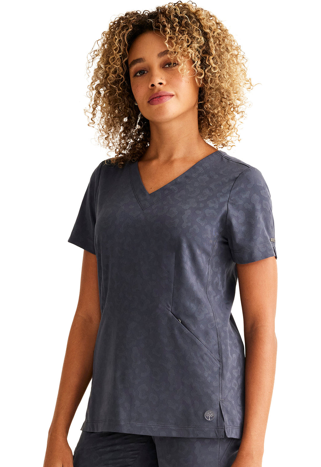 Purple Label Jacquard HH601 Women's Jolie Scrub Top Pewter