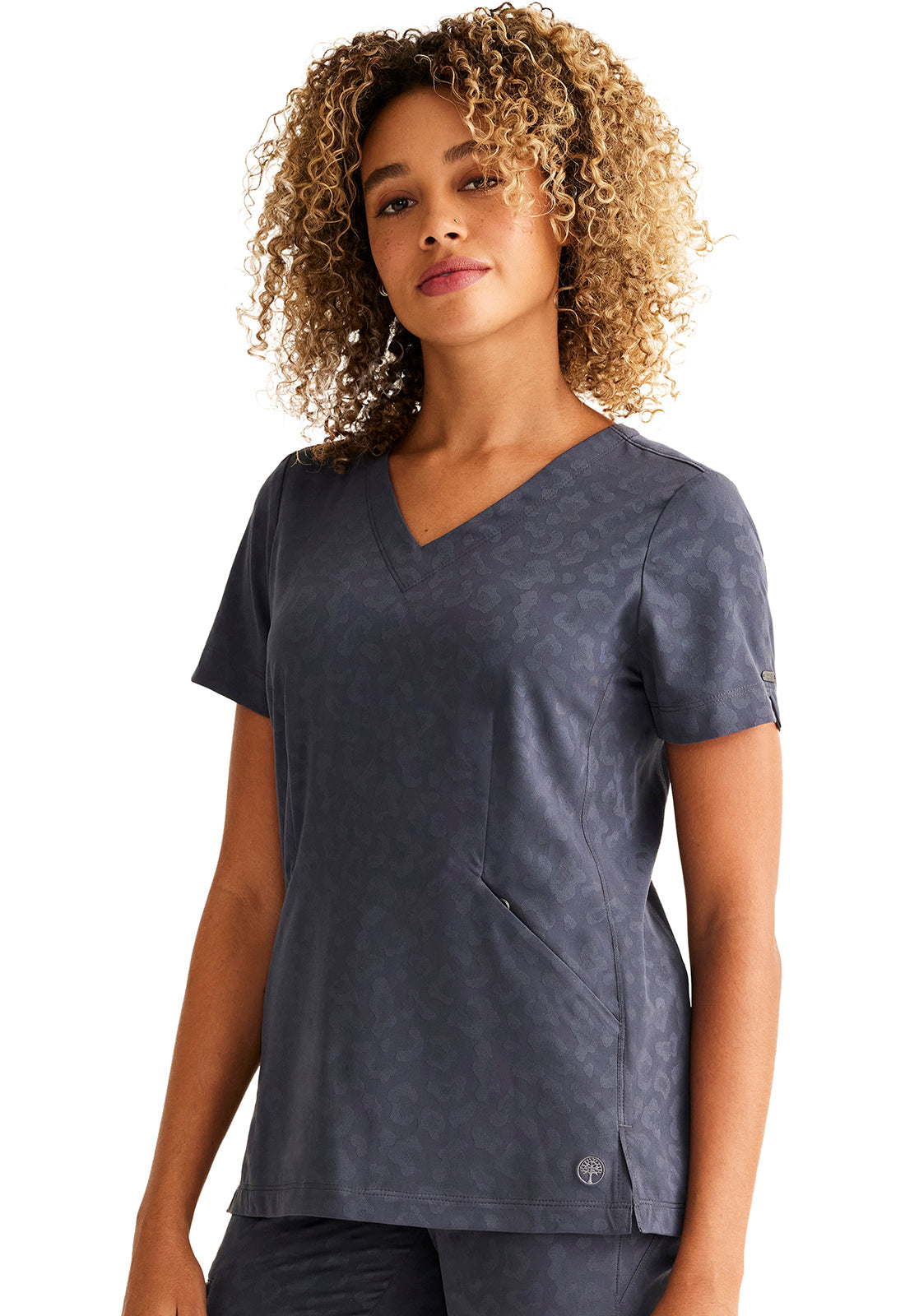 Purple Label Jacquard HH601 Women's Jolie Scrub Top Pewter