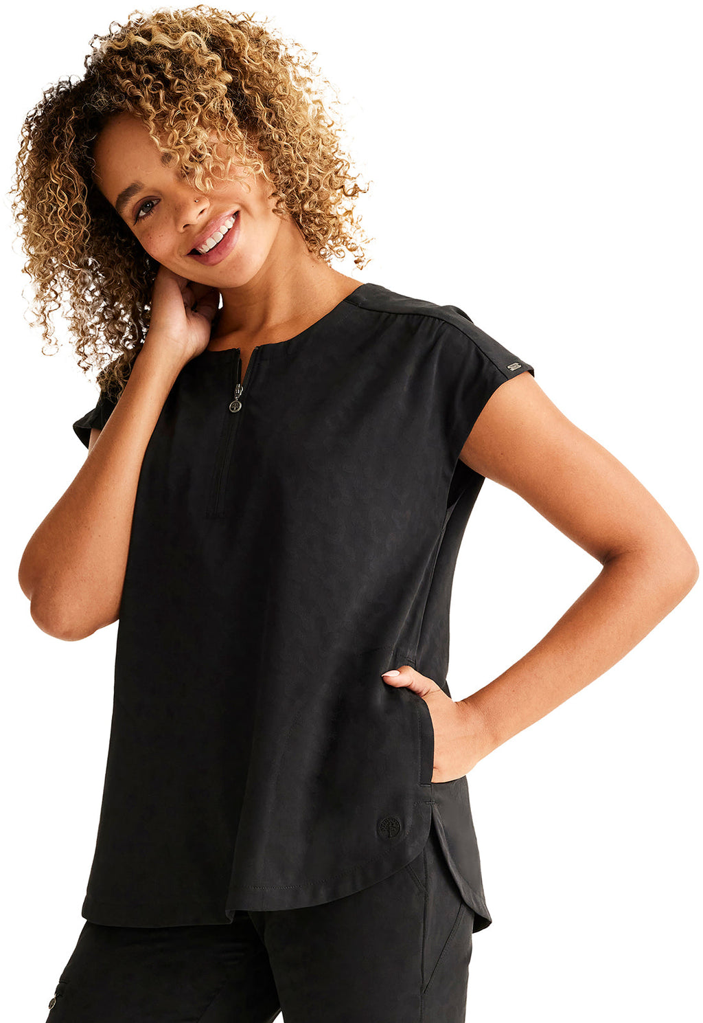 Purple Label Jacquard HH602 Women's Jayden Scrub Top Black