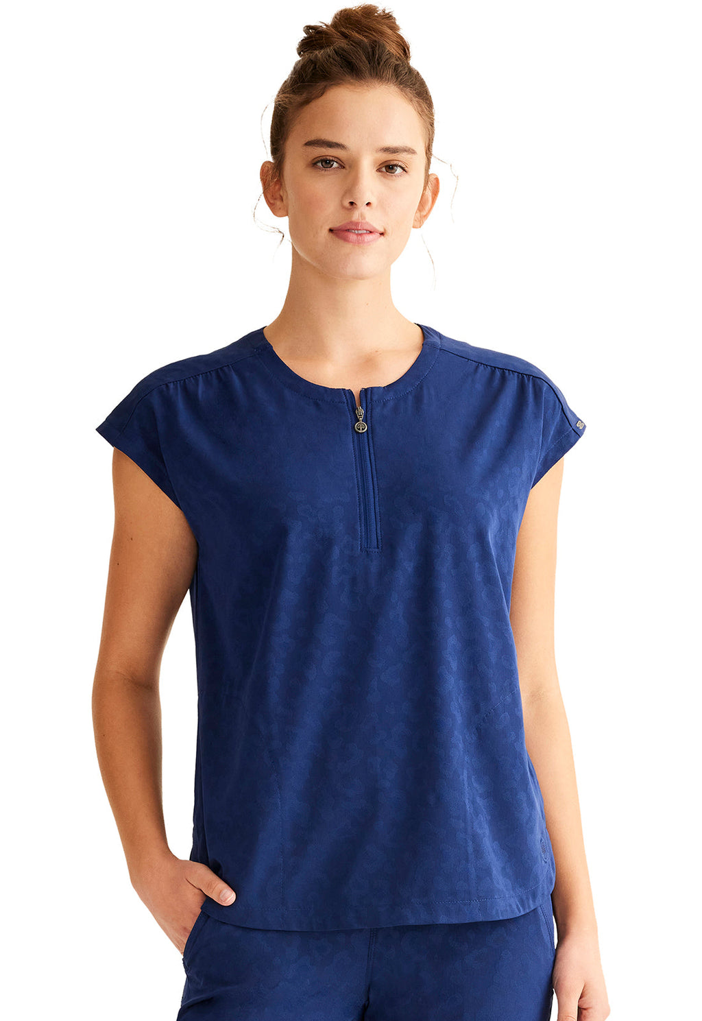 Purple Label Jacquard HH602 Women's Jayden Scrub Top Navy